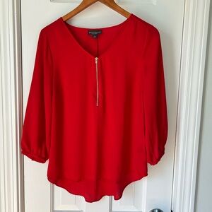 BOLD elements Vivid Red Blouse with Zip Detail